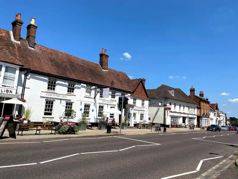 Odiham High Street with its old pubs and houses