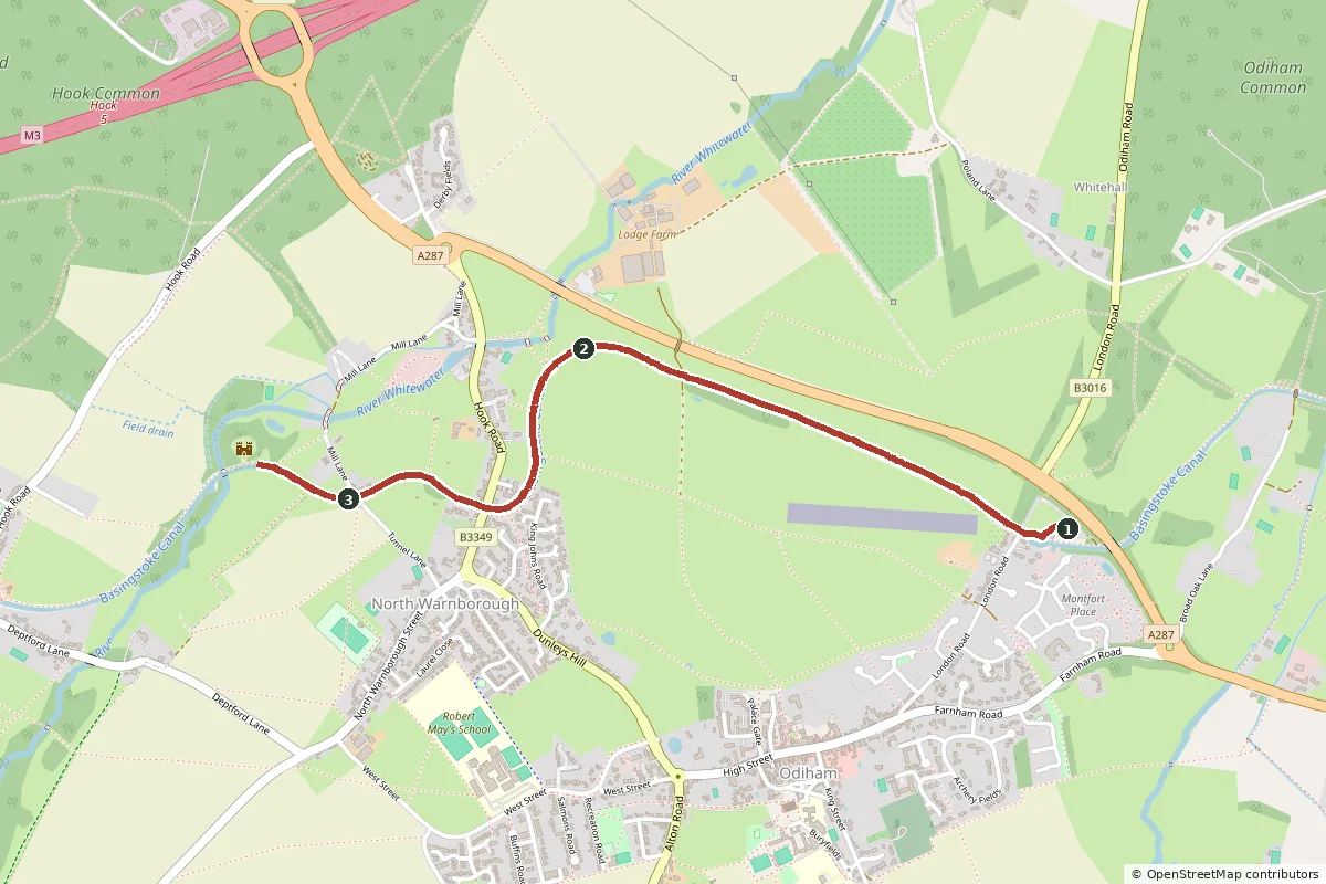 Map of the Canal towpath to King John's Castle walk, with the route in red and numbered points